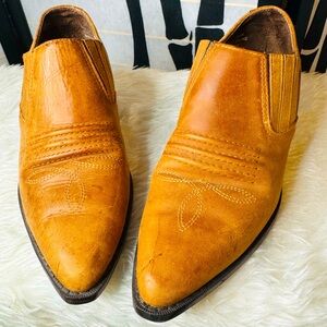 Vintage Maine Woods Dillon Leather Booties | Carmel Western Ankle Boots